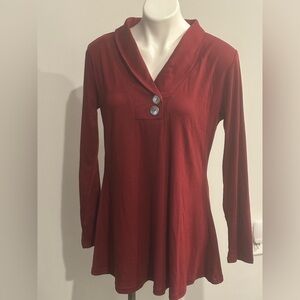 Maroon Women's Tunic with Button Details